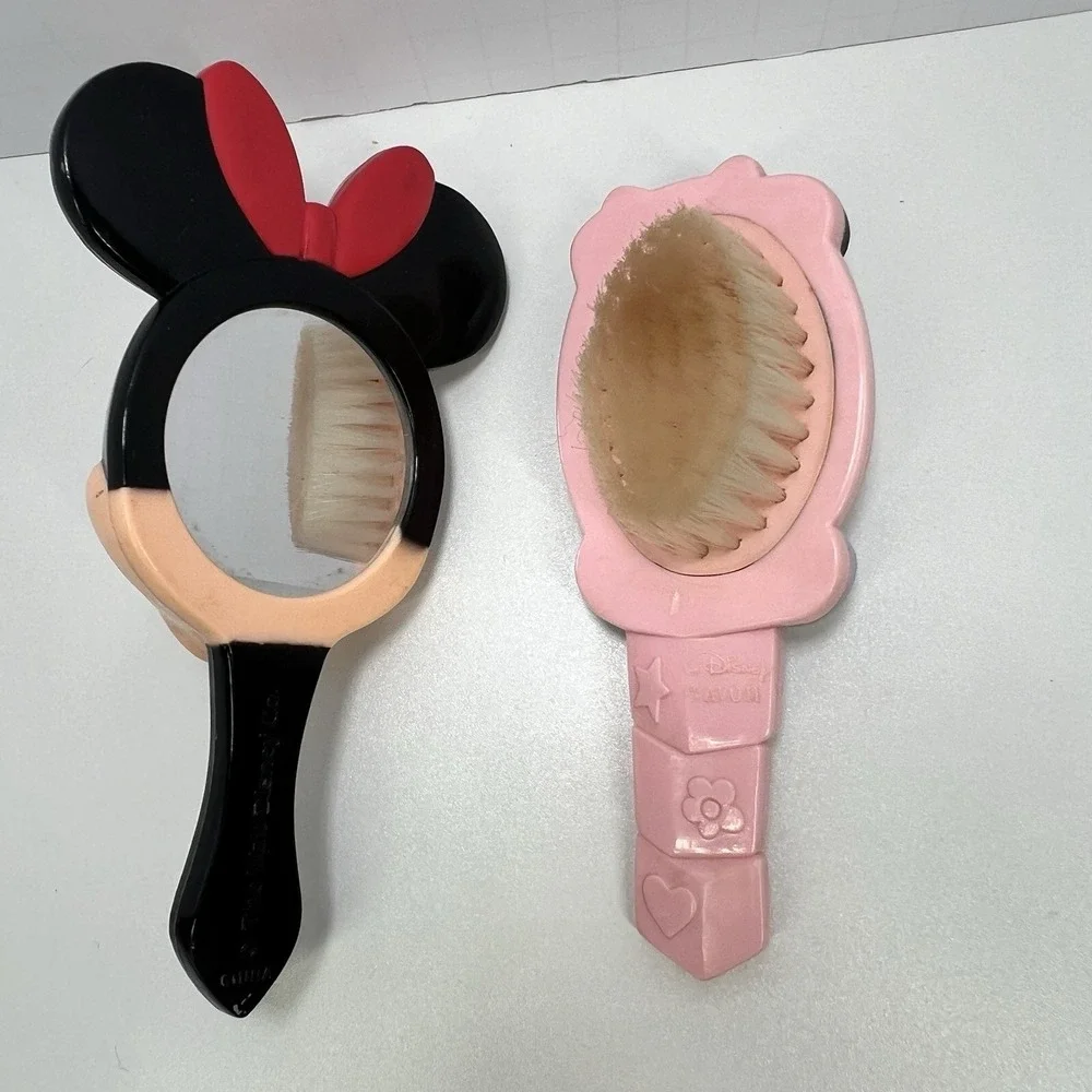 Vintage Disney Minnie Mouse Mirror Brush Pink Black‎ Avon Baby Nursery Grooming